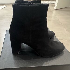 Saint Laurent Black Seude Loulou Ankle Boots